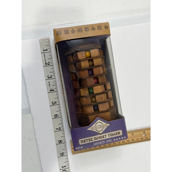 True Genius Wooden Aztec Ghost Tower Puzzle Brain Teaser Ages 8+ Difficulty 34g - Picture 7 of 9